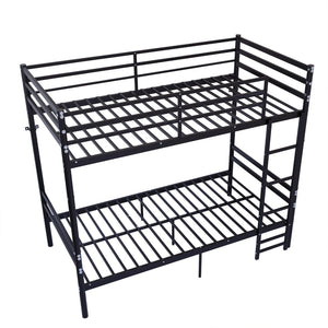 English Elm Bunk Bed Twin Over Iron Frame with Guardrail Matte Black Finish Kids Room W5635P499793