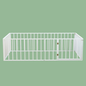 English Elm Metal Platform Bed with Steel Slat Base and Under Storage for Minimalist Bedrooms W5635P500189