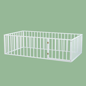 English Elm Metal Platform Bed with Steel Slat Base and Under Storage for Minimalist Bedrooms W5635P500189