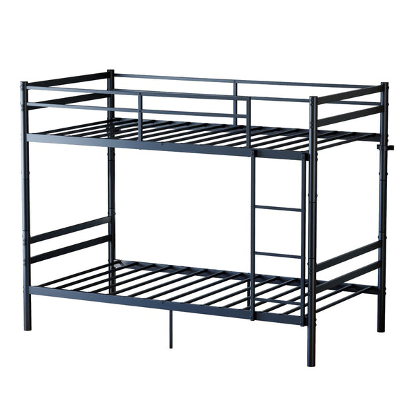 English Elm Bunk Bed Twin Over Iron Frame with Guardrail Ladder Noise Free Matte Black W5635P501643
