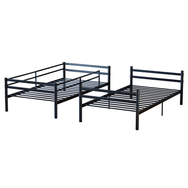 English Elm Bunk Bed Twin Over Iron Frame with Guardrail Ladder Noise Free Matte Black W5635P501643