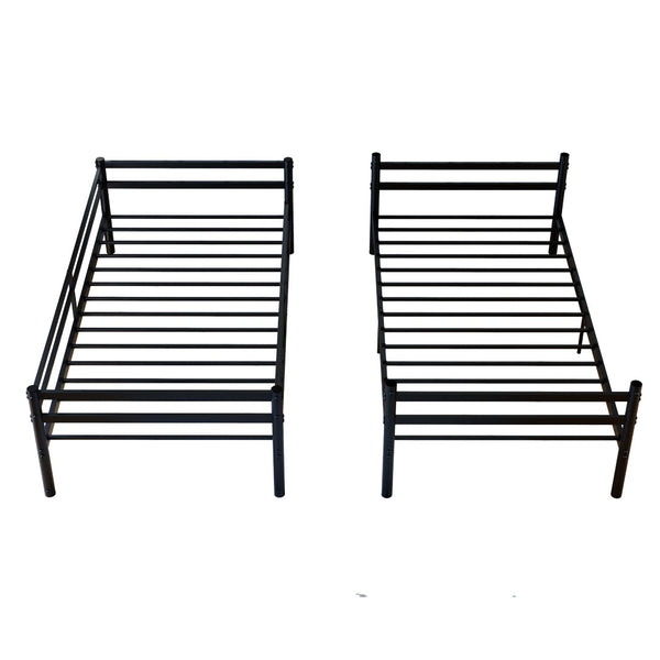 English Elm Bunk Bed Twin Over Iron Frame with Guardrail Ladder Noise Free Matte Black W5635P501643