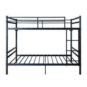 English Elm Bunk Bed Twin Over Iron Frame with Guardrail Ladder Noise Free Matte Black W5635P501643