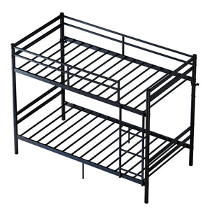 English Elm Bunk Bed Twin Over Iron Frame with Guardrail Ladder Noise Free Matte Black W5635P501643