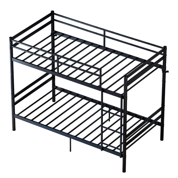 English Elm Bunk Bed Twin Over Iron Frame with Guardrail Ladder Noise Free Matte Black W5635P501643