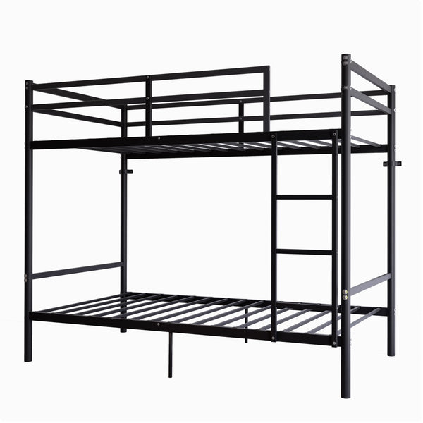 English Elm Bunk Bed Twin Over Iron Frame Full Guardrail Noise Free Kids Sleep Space W5635P501672