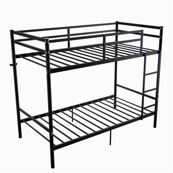 English Elm Bunk Bed Twin Over Iron Frame Full Guardrail Noise Free Kids Sleep Space W5635P501672