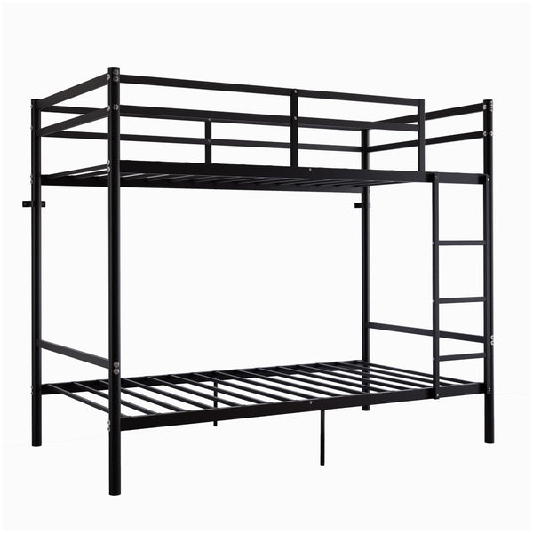 English Elm Bunk Bed Twin Over Iron Frame Full Guardrail Noise Free Kids Sleep Space W5635P501672