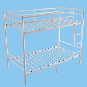 English Elm Bunk Bed Twin Over Iron Frame with Full Guardrail Ladder Kids Room Space Saver W5635P502205