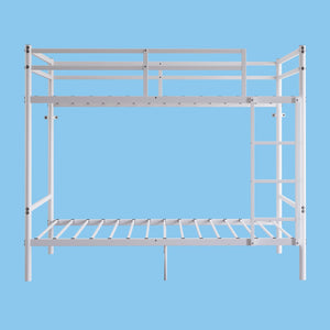 English Elm Bunk Bed Twin Over Iron Frame with Full Guardrail Ladder Kids Room Space Saver W5635P502205