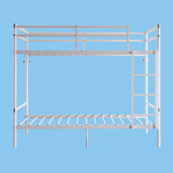 English Elm Bunk Bed Twin Over Iron Frame with Full Guardrail Ladder Kids Room Space Saver W5635P502205