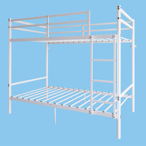 English Elm Bunk Bed Twin Over Iron Frame with Full Guardrail Ladder Kids Room Space Saver W5635P502205