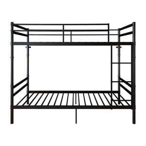 English Elm Bunk Bed Twin Over Matte Black Iron Frame with Full Guardrail and Built in Slats W5635P502449