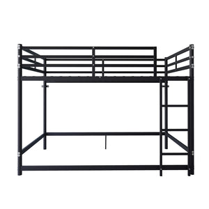 English Elm Bunk Bed Twin Over Iron Frame with Guardrail Ladder and Matte Black Finish W5635P502578