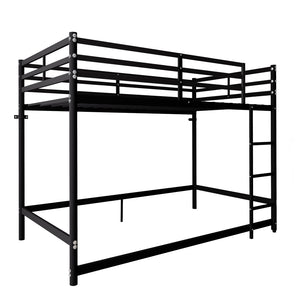 English Elm Bunk Bed Twin Over Iron Frame with Guardrail Ladder and Matte Black Finish W5635P502578