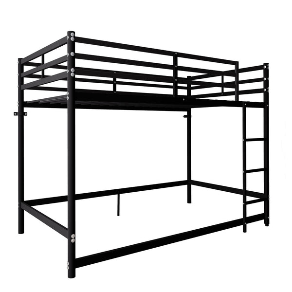 English Elm Bunk Bed Twin Over Iron Frame with Guardrail Ladder and Matte Black Finish W5635P502578