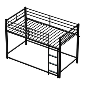 English Elm Bunk Bed Twin Over Iron Frame with Full Guardrail Ladder and Underbed Storage W5635P502638