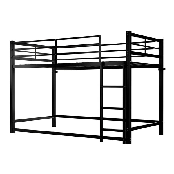 English Elm Bunk Bed Twin Over Iron Frame with Full Guardrail Ladder and Underbed Storage W5635P502638