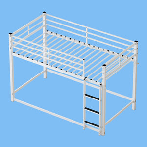 English Elm Bunk Bed Twin Over Iron Frame with Full Guardrail Ladder and Underbed Storage Space W5635P502642