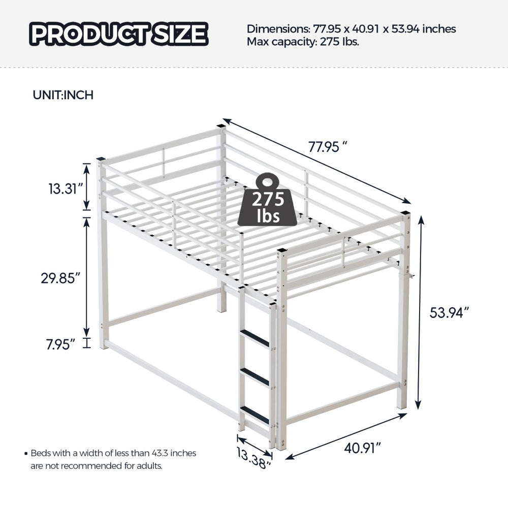 English Elm Bunk Bed Twin Over Iron Frame with Full Guardrail Ladder and Underbed Storage Space W5635P502642