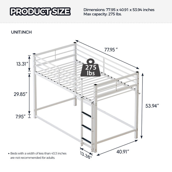 English Elm Bunk Bed Twin Over Iron Frame with Full Guardrail Ladder and Underbed Storage Space W5635P502642