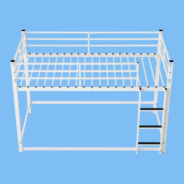 English Elm Bunk Bed Twin Over Iron Frame with Full Guardrail Ladder and Underbed Storage Space W5635P502642