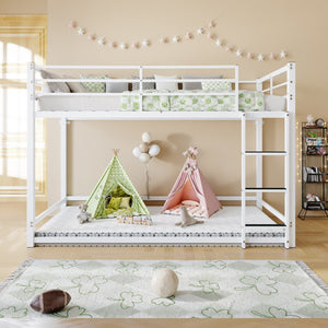 English Elm Bunk Bed Twin Over Iron Frame with Full Guardrail Ladder and Underbed Storage Space W5635P502642