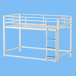 English Elm Bunk Bed Twin Over Iron Frame with Full Guardrail Ladder and Underbed Storage Space W5635P502642