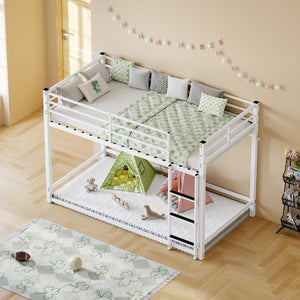 English Elm Bunk Bed Twin Over Iron Frame with Full Guardrail Ladder and Underbed Storage Space W5635P502642