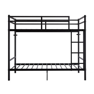 English Elm Bunk Bed Twin Over Iron Frame with Full Guardrail Ladder Matte Black Kids Room W5635P503141