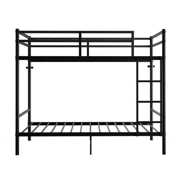 English Elm Bunk Bed Twin Over Iron Frame with Full Guardrail Ladder Matte Black Kids Room W5635P503141