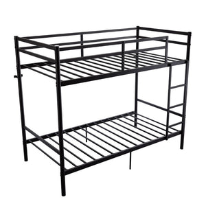 English Elm Bunk Bed Twin Over Iron Frame with Full Guardrail Ladder Matte Black Kids Room W5635P503141