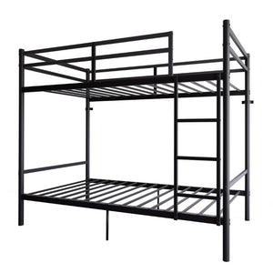 English Elm Bunk Bed Twin Over Iron Frame with Full Guardrail Ladder Matte Black Kids Room W5635P503141