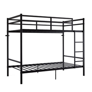 English Elm Bunk Bed Twin Over Iron Frame with Full Guardrail Ladder Matte Black Kids Room W5635P503141