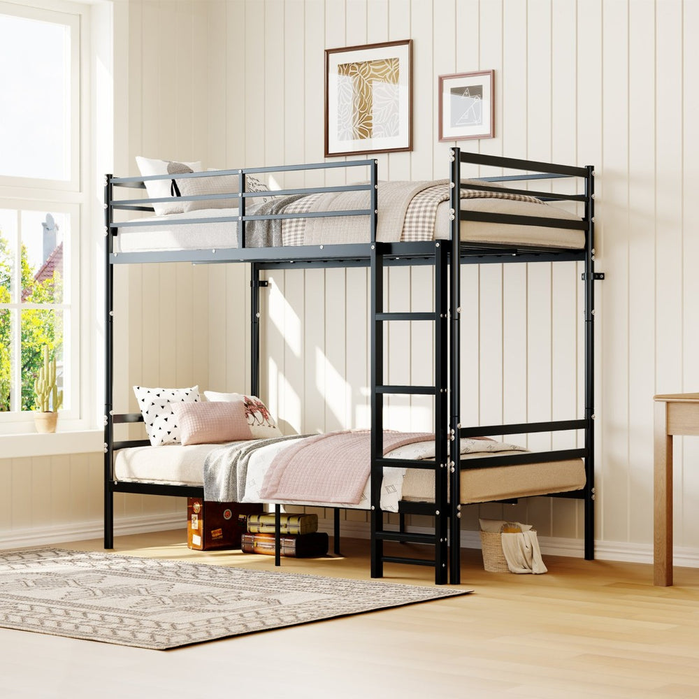 English Elm Bunk Bed Twin Over Iron Frame Space Saving Kids and Teen Bedroom Sleeper W5635P505604