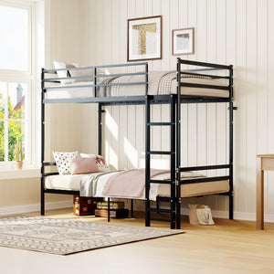 English Elm Bunk Bed Twin Over Iron Frame Space Saving Kids and Teen Bedroom Sleeper W5635P505604