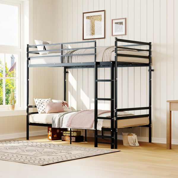 English Elm Bunk Bed Twin Over Iron Frame Space Saving Kids and Teen Bedroom Sleeper W5635P505604
