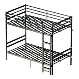 English Elm Bunk Bed Twin Over Iron Frame Space Saving Kids and Teen Bedroom Sleeper W5635P505604