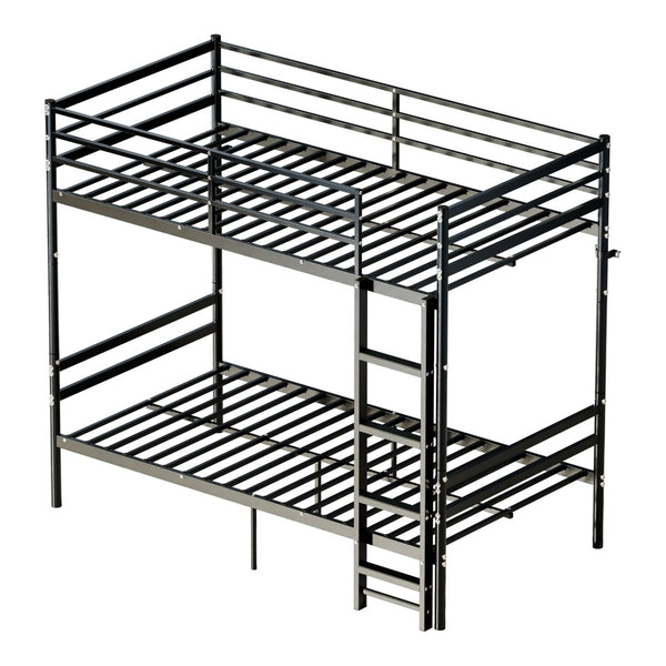 English Elm Bunk Bed Twin Over Iron Frame Space Saving Kids and Teen Bedroom Sleeper W5635P505604