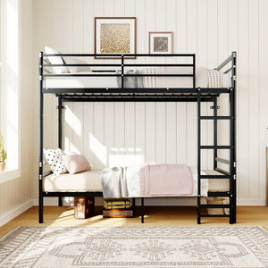 English Elm Bunk Bed Twin Over Iron Frame Space Saving Kids and Teen Bedroom Sleeper W5635P505604