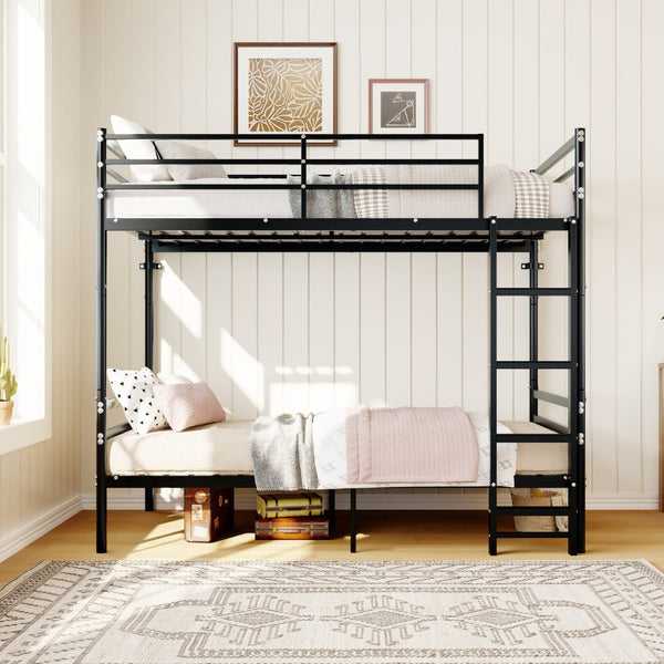 English Elm Bunk Bed Twin Over Iron Frame Space Saving Kids and Teen Bedroom Sleeper W5635P505604