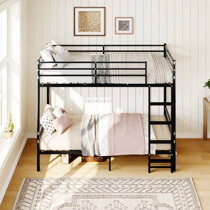 English Elm Bunk Bed Twin Over Iron Frame Space Saving Kids and Teen Bedroom Sleeper W5635P505604
