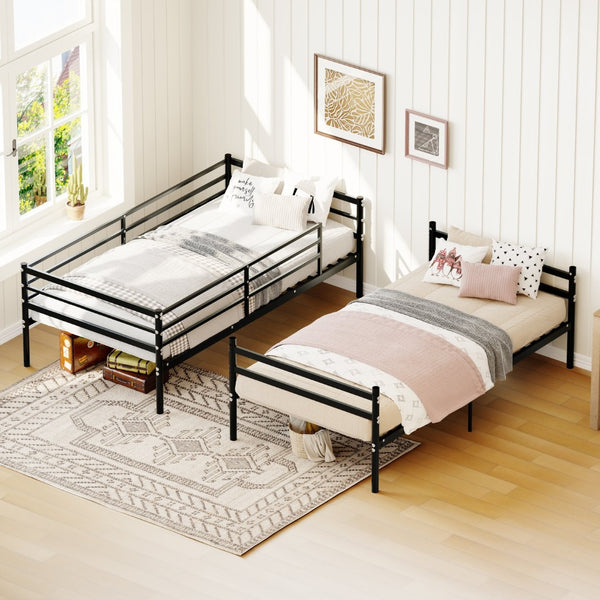 English Elm Bunk Bed Twin Over Iron Frame Space Saving Kids and Teen Bedroom Sleeper W5635P505604