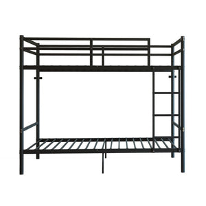 English Elm Twin Over Bunk Bed Heavy Duty Iron Frame Noise Free Guardrail Kids Dorm Room Black W5635P506562