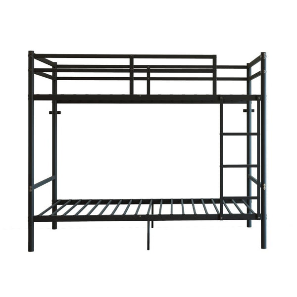 English Elm Twin Over Bunk Bed Heavy Duty Iron Frame Noise Free Guardrail Kids Dorm Room Black W5635P506562