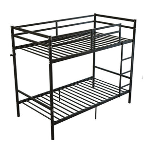 English Elm Twin Over Bunk Bed Heavy Duty Iron Frame Noise Free Guardrail Kids Dorm Room Black W5635P506562