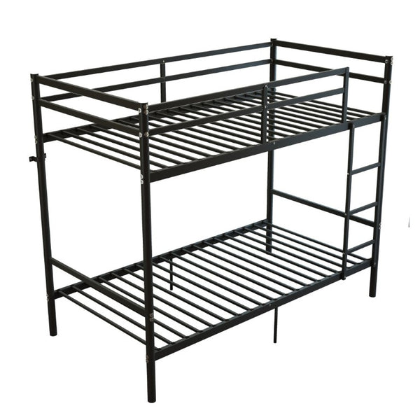 English Elm Twin Over Bunk Bed Heavy Duty Iron Frame Noise Free Guardrail Kids Dorm Room Black W5635P506562