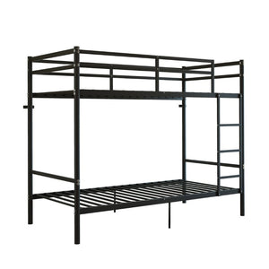 English Elm Twin Over Bunk Bed Heavy Duty Iron Frame Noise Free Guardrail Kids Dorm Room Black W5635P506562