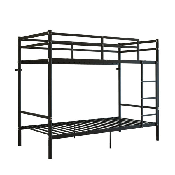 English Elm Twin Over Bunk Bed Heavy Duty Iron Frame Noise Free Guardrail Kids Dorm Room Black W5635P506562