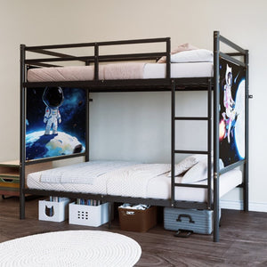 English Elm Single-Bed Twin Over Iron Bunk Bed for Kids with Full Guardrail and Storage W5635P506582